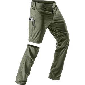 imageCQR Mens Convertible Cargo Tactical Pants Water Resistant Outdoor Hiking Pants Zip Off Lightweight Stretch Work PantsRocky Fuscous Green