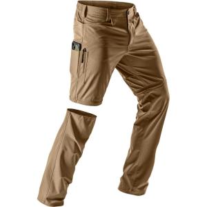 imageCQR Mens Convertible Cargo Tactical Pants Water Resistant Outdoor Hiking Pants Zip Off Lightweight Stretch Work PantsRocky Hazelnut