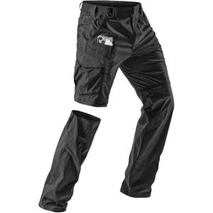 imageCQR Mens Convertible Cargo Tactical Pants Water Resistant Outdoor Hiking Pants Zip Off Lightweight Stretch Work PantsRunyon Cargo WBelt Black
