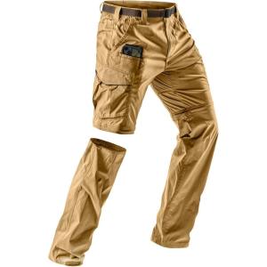 imageCQR Mens Convertible Cargo Tactical Pants Water Resistant Outdoor Hiking Pants Zip Off Lightweight Stretch Work PantsRunyon Cargo WBelt Cougar