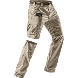 imageCQR Mens Convertible Cargo Tactical Pants Water Resistant Outdoor Hiking Pants Zip Off Lightweight Stretch Work PantsRunyon Cargo WBelt Sandstorm