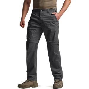imageCQR Mens Convertible Cargo Tactical Pants Water Resistant Outdoor Hiking Pants Zip Off Lightweight Stretch Work PantsRunyon Charcoal