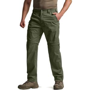 imageCQR Mens Convertible Cargo Tactical Pants Water Resistant Outdoor Hiking Pants Zip Off Lightweight Stretch Work PantsRunyon Green Kelp