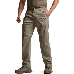 imageCQR Mens Convertible Cargo Tactical Pants Water Resistant Outdoor Hiking Pants Zip Off Lightweight Stretch Work PantsRunyon Sandstorm