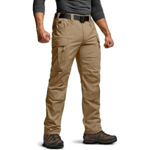 imageCQR Mens Flex Stretch Tactical Pants Water Resistant Ripstop Cargo Pants Lightweight EDC Outdoor Work Hiking PantsIntense Cougar