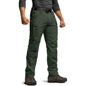 imageCQR Mens Flex Stretch Tactical Pants Water Resistant Ripstop Cargo Pants Lightweight EDC Outdoor Work Hiking PantsIntense Green Kelp