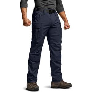 imageCQR Mens Flex Stretch Tactical Pants Water Resistant Ripstop Cargo Pants Lightweight EDC Outdoor Work Hiking PantsIntense Operator Navy