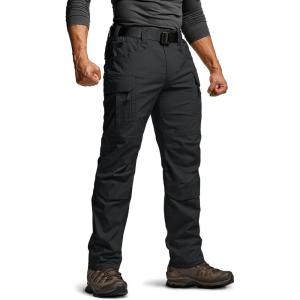 imageCQR Mens Flex Stretch Tactical Pants Water Resistant Ripstop Cargo Pants Lightweight EDC Outdoor Work Hiking PantsTacstretch Cargo Zip Black
