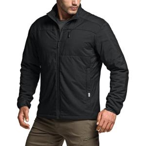 imageCQR Mens Lightweight Insulated Jacket Windproof Packable Water Resistant Warm Active Coat for Hiking Work Outdoor TacticalFrame Black