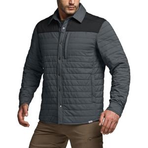 imageCQR Mens Lightweight Insulated Jacket Windproof Packable Water Resistant Warm Active Coat for Hiking Work Outdoor TacticalLayer Black  Shadow Grey
