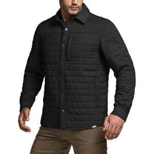 imageCQR Mens Lightweight Insulated Jacket Windproof Packable Water Resistant Warm Active Coat for Hiking Work Outdoor TacticalLayer Black