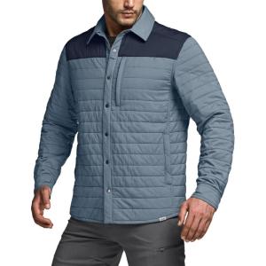 imageCQR Mens Lightweight Insulated Jacket Windproof Packable Water Resistant Warm Active Coat for Hiking Work Outdoor TacticalLayer Navy  Stone Blue