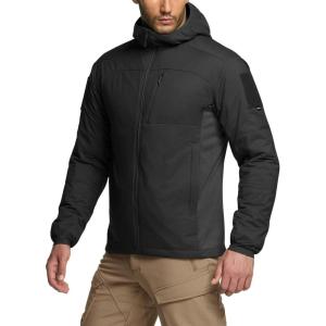 imageCQR Mens Lightweight Insulated Jacket Windproof Packable Water Resistant Warm Active Coat for Hiking Work Outdoor TacticalLightweight Black