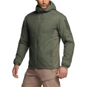imageCQR Mens Lightweight Insulated Jacket Windproof Packable Water Resistant Warm Active Coat for Hiking Work Outdoor TacticalLightweight Olive