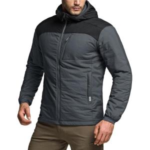 imageCQR Mens Lightweight Insulated Jacket Windproof Packable Water Resistant Warm Active Coat for Hiking Work Outdoor TacticalVeil Black  Shadow Grey