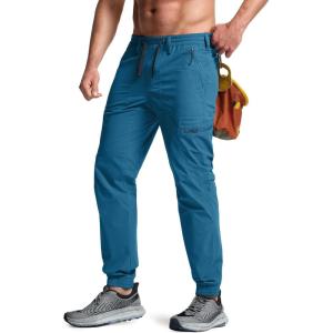 imageCQR Mens Lightweight Vent Hiking Pants WaterResistant ampamp Breathable Sports Outdoor Athletic Pants with Elastic WaistAscend Peak Glaucous