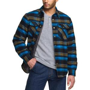 imageCQR Mens Plaid Flannel Shirt Jacket Long Sleeve Soft Warm SherpaQuilted Lined Jacket Outdoor Button UpZipFront JacketQuilted Lining Forest Oasis