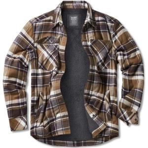 imageCQR Mens Plaid Flannel Shirt Jacket Long Sleeve Soft Warm SherpaQuilted Lined Jacket Outdoor Button UpZipFront JacketStealth Aged Barrel