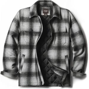 imageCQR Mens Plaid Flannel Shirt Jacket Long Sleeve Soft Warm SherpaQuilted Lined Jacket Outdoor Button UpZipFront JacketWool Jk Cloud Grey Ombre