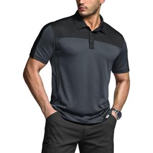 imageCQR Mens Polo Shirts Tactical Short Sleeve Golf Performance Shirts Lightweight Dry Fit UPF 50 PiqueCommander Charcoal