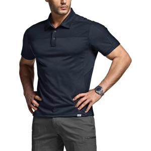 imageCQR Mens Polo Shirts Tactical Short Sleeve Golf Performance Shirts Lightweight Dry Fit UPF 50 PiqueCommander Police Navy