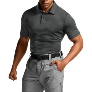 imageCQR Mens Polo Shirts Tactical Short Sleeve Golf Performance Shirts Lightweight Dry Fit UPF 50 PiqueFrost Basic Charcoal