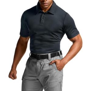 imageCQR Mens Polo Shirts Tactical Short Sleeve Golf Performance Shirts Lightweight Dry Fit UPF 50 PiqueFrost Basic Navy