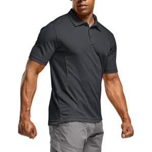 imageCQR Mens Polo Shirts Tactical Short Sleeve Golf Performance Shirts Lightweight Dry Fit UPF 50 PiqueFrost Essential Charcoal