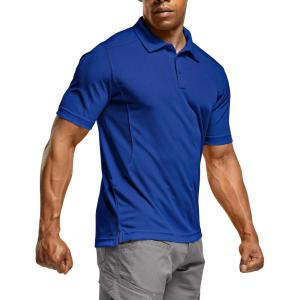 imageCQR Mens Polo Shirts Tactical Short Sleeve Golf Performance Shirts Lightweight Dry Fit UPF 50 PiqueFrost Essential Cobalt Blue