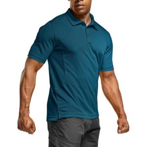 imageCQR Mens Polo Shirts Tactical Short Sleeve Golf Performance Shirts Lightweight Dry Fit UPF 50 PiqueFrost Essential Dark Teal