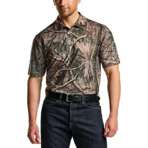 imageCQR Mens Polo Shirts Tactical Short Sleeve Golf Performance Shirts Lightweight Dry Fit UPF 50 PiqueFrost Essential Hunting Camo