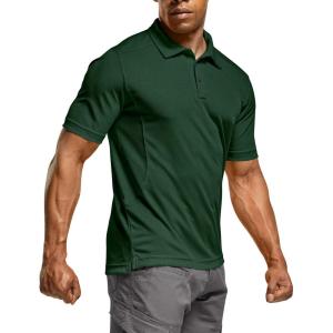 imageCQR Mens Polo Shirts Tactical Short Sleeve Golf Performance Shirts Lightweight Dry Fit UPF 50 PiqueFrost Essential Jade Green