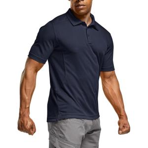 imageCQR Mens Polo Shirts Tactical Short Sleeve Golf Performance Shirts Lightweight Dry Fit UPF 50 PiqueFrost Essential Police Navy