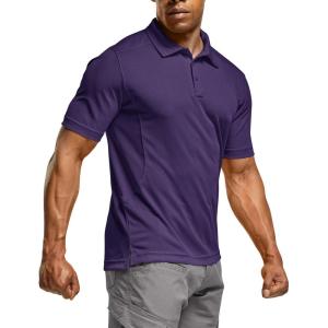 imageCQR Mens Polo Shirts Tactical Short Sleeve Golf Performance Shirts Lightweight Dry Fit UPF 50 PiqueFrost Essential Purple