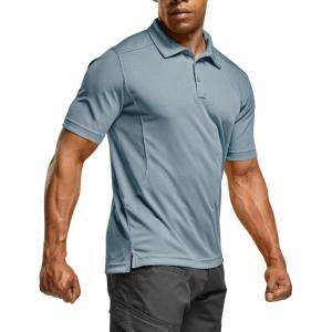 imageCQR Mens Polo Shirts Tactical Short Sleeve Golf Performance Shirts Lightweight Dry Fit UPF 50 PiqueFrost Essential Stone Blue