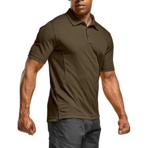 imageCQR Mens Polo Shirts Tactical Short Sleeve Golf Performance Shirts Lightweight Dry Fit UPF 50 PiqueFrost Essential Tundra