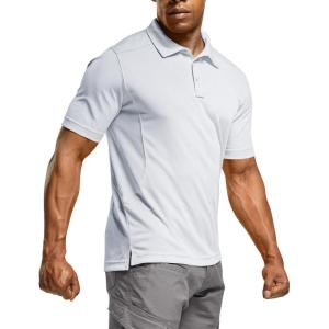 imageCQR Mens Polo Shirts Tactical Short Sleeve Golf Performance Shirts Lightweight Dry Fit UPF 50 PiqueFrost Essential White