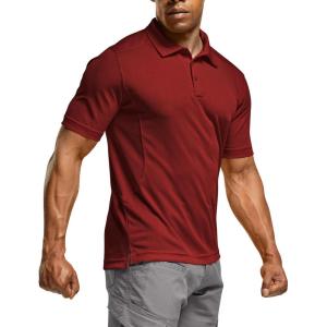 imageCQR Mens Polo Shirts Tactical Short Sleeve Golf Performance Shirts Lightweight Dry Fit UPF 50 PiqueFrost Essential Wine