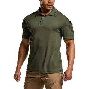 imageCQR Mens Polo Shirts Tactical Short Sleeve Golf Performance Shirts Lightweight Dry Fit UPF 50 PiqueFrost Pro Army Green