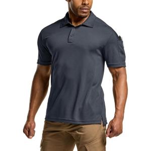 imageCQR Mens Polo Shirts Tactical Short Sleeve Golf Performance Shirts Lightweight Dry Fit UPF 50 PiqueFrost Pro Charcoal