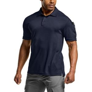imageCQR Mens Polo Shirts Tactical Short Sleeve Golf Performance Shirts Lightweight Dry Fit UPF 50 PiqueFrost Pro Police Navy