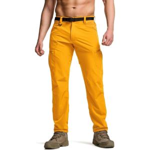 imageCQR Mens Quick Dry Tactical Pants Water Resistant Outdoor Pants Lightweight Stretch Cargo Work Hiking PantsRocky Cargo WBelt Amber