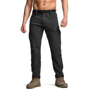 imageCQR Mens Quick Dry Tactical Pants Water Resistant Outdoor Pants Lightweight Stretch Cargo Work Hiking PantsRocky Cargo WBelt Black