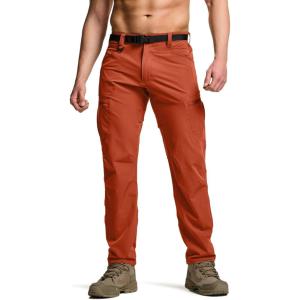 imageCQR Mens Quick Dry Tactical Pants Water Resistant Outdoor Pants Lightweight Stretch Cargo Work Hiking PantsRocky Cargo WBelt Burnt Orange