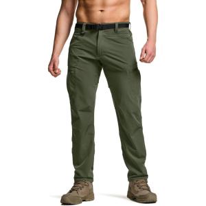 imageCQR Mens Quick Dry Tactical Pants Water Resistant Outdoor Pants Lightweight Stretch Cargo Work Hiking PantsRocky Cargo WBelt Fuscous Green