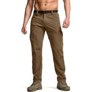 imageCQR Mens Quick Dry Tactical Pants Water Resistant Outdoor Pants Lightweight Stretch Cargo Work Hiking PantsRocky Cargo WBelt Hazelnut