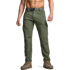 imageCQR Mens Quick Dry Tactical Pants Water Resistant Outdoor Pants Lightweight Stretch Cargo Work Hiking PantsRocky Cargo WBelt Lichen