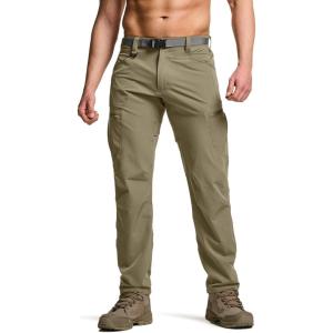 imageCQR Mens Quick Dry Tactical Pants Water Resistant Outdoor Pants Lightweight Stretch Cargo Work Hiking PantsRocky Cargo WBelt Tan