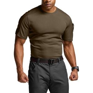 imageCQR Mens Short Sleeve Military Tactical TShirt Athletic Gym Training Army Shirts Outdoor Hiking Workout ShirtFrost Pro Crewneck Tundra