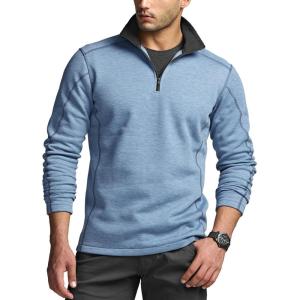 imageCQR Mens Thermal Fleece Quarter Zip Sweater Outdoor Lightweight Long Sleeve Pullover Casual Mock Neck Polo SweatersCrest Ocean
